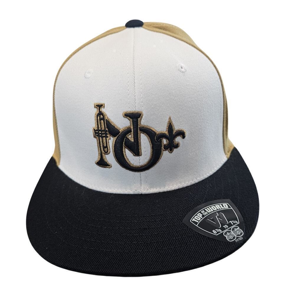 New Orleans Saints Fitted Hat Cap NFL Two Tone Trumpet White Gold One Size B